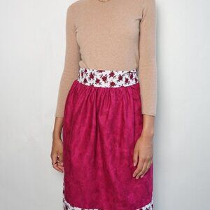 NEW Handmade Purple White REVERSIBLE Floral Half Apron - Adult (One Size)